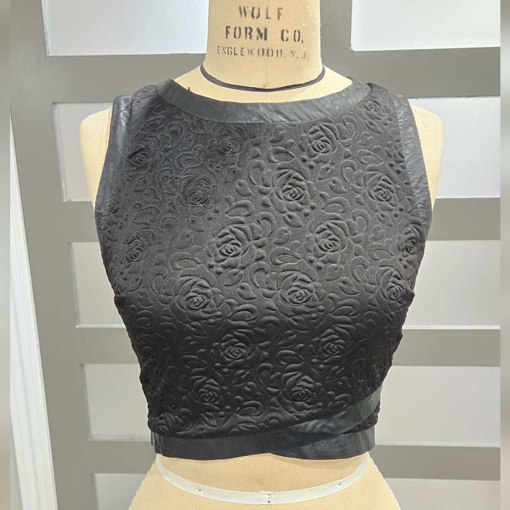 GUESS Black Floral Embossed Women's Top